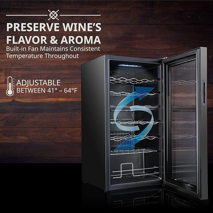 Ivation 28 Bottle Dual Zone Compressor Wine Cooler Refrigerator w/Lock | Large Freestanding Wine Cellar For Red, White, Champagne Wine | 41f-64f Digital Temperature Control Fridge Glass Door Black