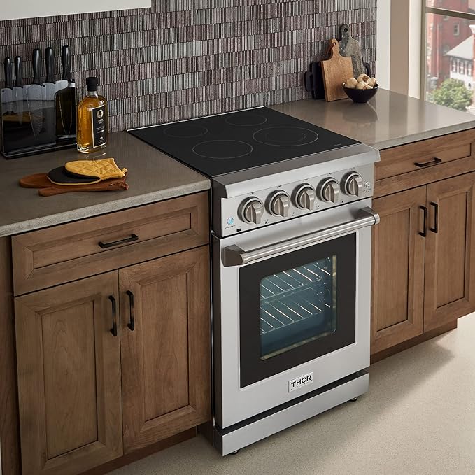 THOR Kitchen Freestanding 24-Inch Electric Range with Convection Oven in Stainless Steel - Model HRE2401