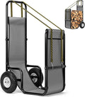 VIVOHOME Large Firewood Cart with Rubber Wheels and 600D Oxford Cloth, 250 LB Capacity Heavy Duty Steel Log Carrier Dolly Hauler, Rolling Wood Rack Storage Mover for Easy Transport Indoor Outdoor Use