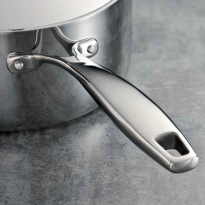 Tramontina Signature Tri-Ply Clad Stainless Steel 3-Quart Sauce Pan with Lid, Induction-Ready, Dishwasher-Safe, NSF-Certified, Made in Brazil