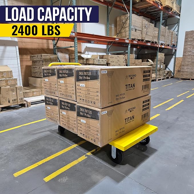 5Seconds Platform Cart Industrial Dolly 2400LB Heavy Duty 48” X 24” Platform Hand Push Truck Commercial Cart Flatbed, Moving Cart 6” Swivel Wheels Flatbed cart