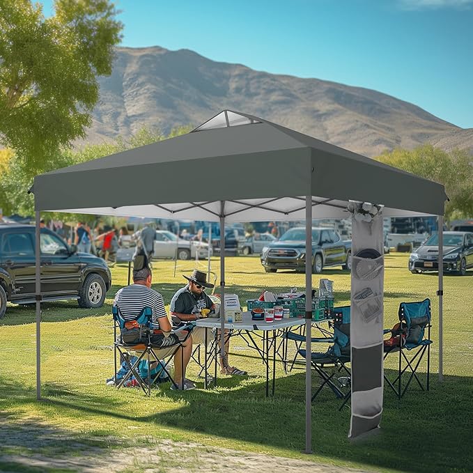 MFSTUDIO 10x10 Pop up Canopy Tent, Gazebo Shelter Sun Shade Canopies One Push Setup Portable Popup Easy Set up Tents with Vented Top,Storage,4 Sandbags,for Beach,Parties,Camping