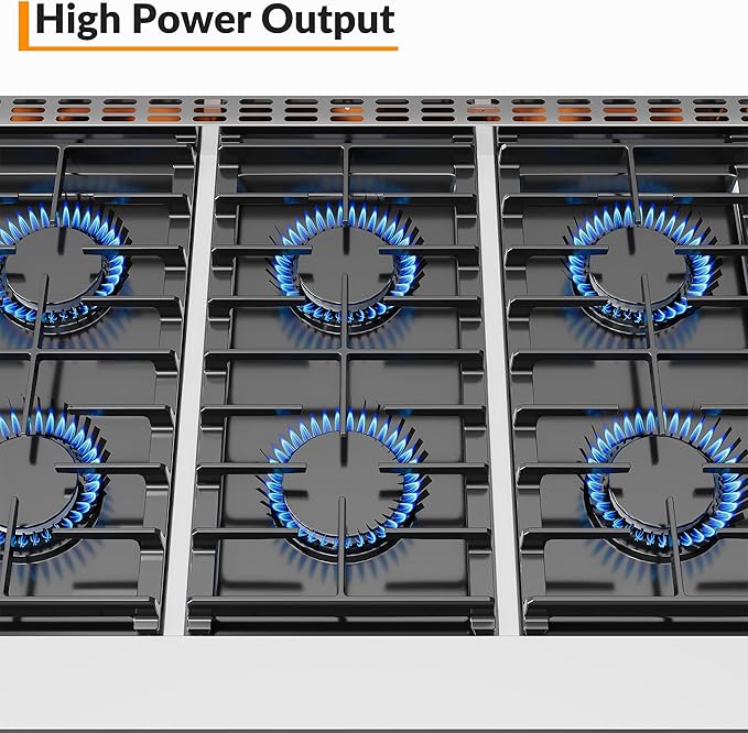 36 Inch Freestanding Dual Fuel Range Oven Stove, 6.0 Cu.Ft, Stainless Steel Electric Convection Oven with Self Clean, 6 Sealed Gas Burner for Home and Commercial Use