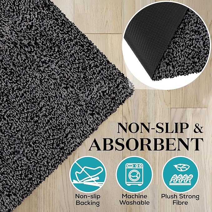 Premium Microfiber Indoor Door Mat – 32"x48" Washable Entry Mat, Non-Slip, Waterproof Backing, Super Absorbent, Low Profile Entryway Doormat for Indoor Entrance