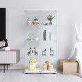 64.5" H 4-Shelf Glass Display Cabinet with Double Door,Modern Curio Cabinet Collection Display Case,Floor Standing Bookshelf Glass Display Case with Lock for Living Room Bedroom (White)