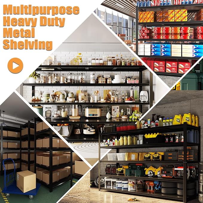 3PCS 59''W/72''H Garage Shelving Units Heavy Duty 3500LBS Metal Storage Shelves Adjustable Steel Industrial Shelving 5 Tier Storage Shelf Rack for Basement, Warehouse