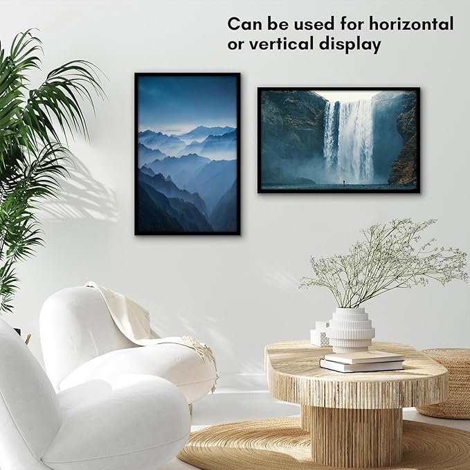 Americanflat 14x22 Picture Frame with Polished Plexiglass - Streamline Collection - Thin Border Picture Frame for Wall Display - Hanging Hardware Included - Black