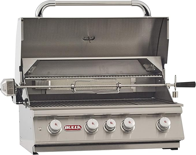 Bull Outdoor Products BBQ 47628 Angus 75,000 BTU Grill Head, LP, 304 Stainless Steel, 4 Burners, 810 sq. Inches, Twin Lights, Rotisserie Kit