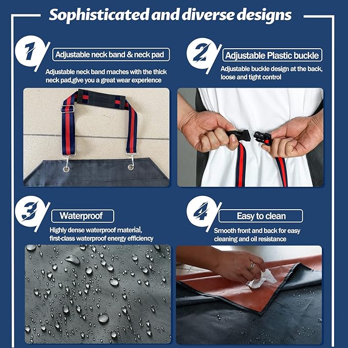 Thick Rubber Apron,Professional Waterproof Chemical Oil Resistant Aprons for Dishwashing,Dog Grooming,Butcher(2 pack)