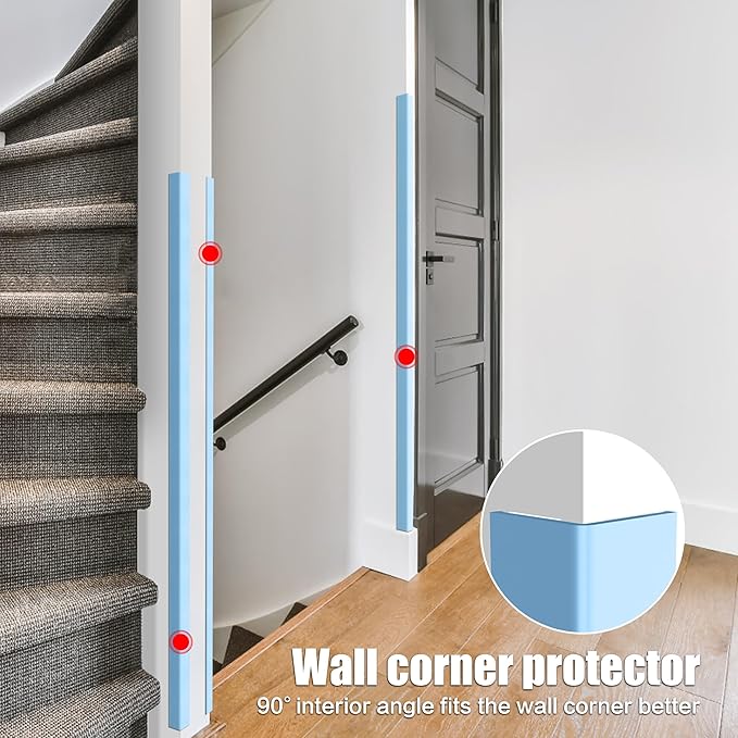 Blue Corner Protectors, 2-Pack Self-Adhesive Wall Guards for Baby Safety, Furniture Edge Protection (100cm)