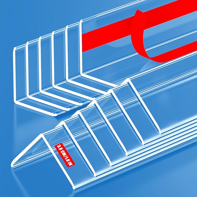 12PCS Clear Self-Adhesive Wall Corner Protectors，Corner Guards & Edge Protector for Wall Door Frame Cabinet Baseboard & Door, Table, Stair (31.5" X 1.18")