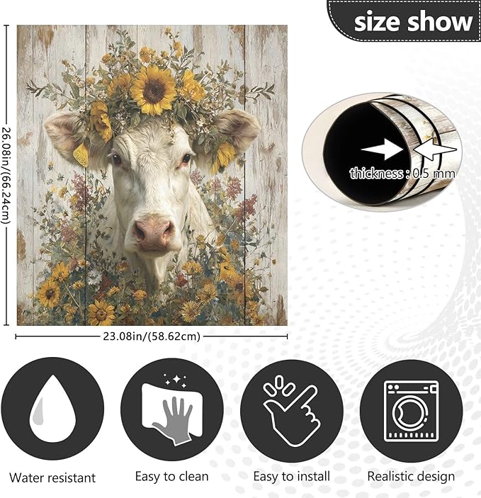 Fall Highland Cow White Dishwasher Magnet Cover Front Door Magnetic Dishwasher Cover Decorative Refrigerator Magnet Covers Dishwashers Magnetic Sticker for Home Decor, 23" x 26"