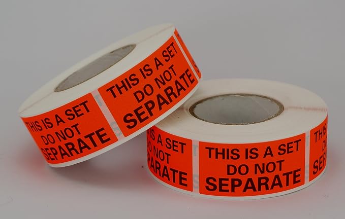 10 Rolls/5000 Labels,This is a Set Do Not Separate,Fluorescent Red Packing Labels(1" x 2")