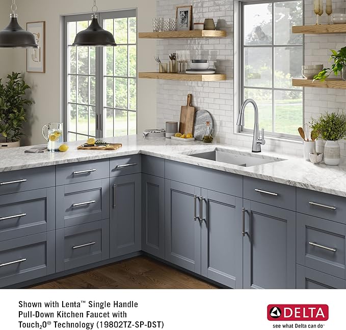 DELTA FAUCET Delta Lenta 32-inch Undermount 16 Gauge Stainless Steel Double Bowl Kitchen Sink with Accessories, 953034-32D6-SS, Satin, 32 Inch - Double Bowl