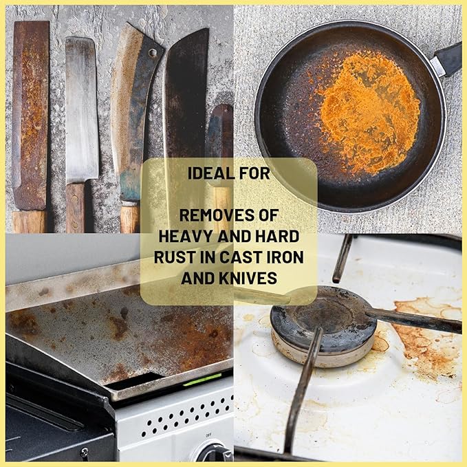 Rust Eraser, Premium Rust Remover for Cast Iron Pans, Knives & Tools, Hard Anodized Cookware and Other Pots, Remove Rust from Any Metallic Surface - 1 Pack