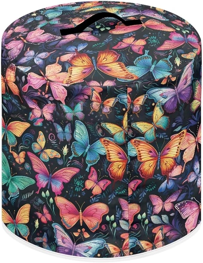 Flashideas Colorful Butterfly Pressure Cooker Cover for 8 Quart Instant Pot and Air Fryer Accessories, Stain Resistant Washable Round Protective Cover Electric Appliance Cover with Front Pocket
