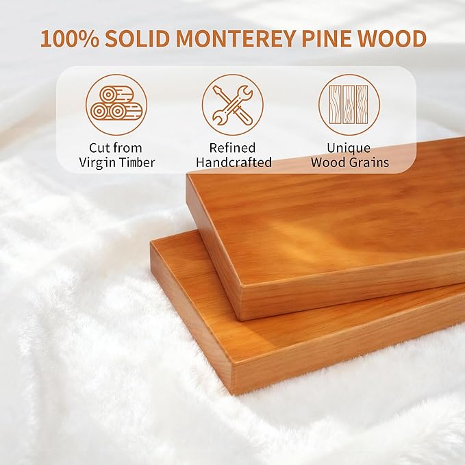 Floating Shelves for Wall 16 Inch Solid Real Wood Shelves Set of 2 Rustic Farmhouse Wall Mounted Wood Shelf for Bedroom Living Room Bathroom Kitchen Home Decor Office