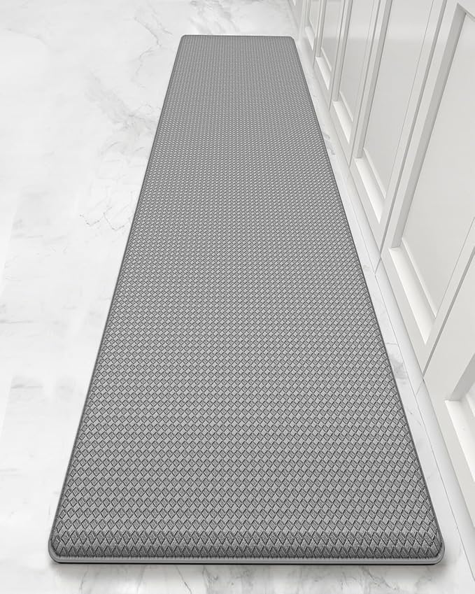 Color&Geometry Anti Fatigue Cushion Kitchen Mat for Floor -24"x71",Wide,Easy Clean, Water & Oil Proof, Anti Slip, Foam Rubber Runner Rug for Front Sink Comfort Standing,Grey