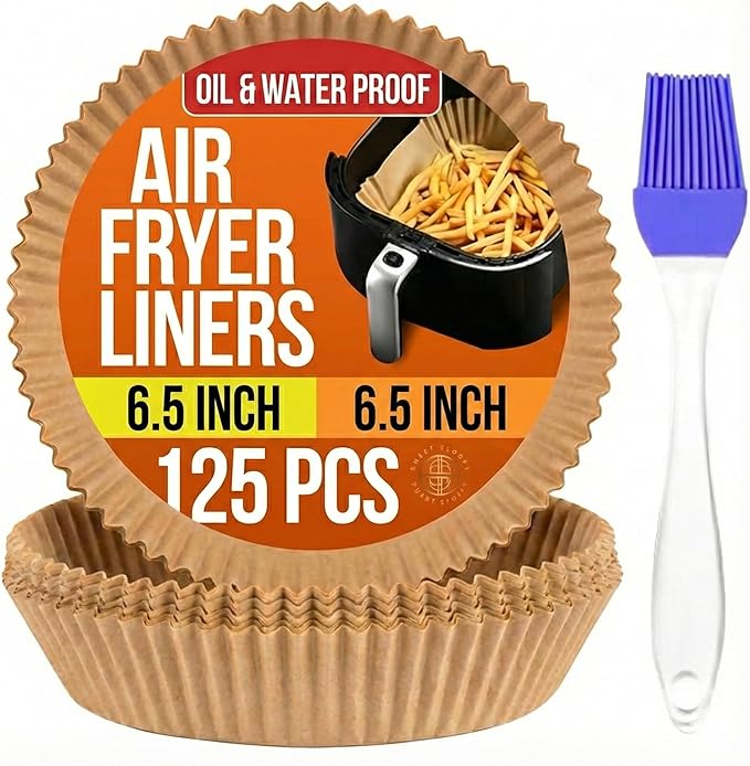 6.5 inches Round Air Fryer Liners Disposable Parchment Paper Liner Airfryer 3-5 QT Basket inserts Filter Sheets EXTRA THICK 40 GSM - Pack of 125