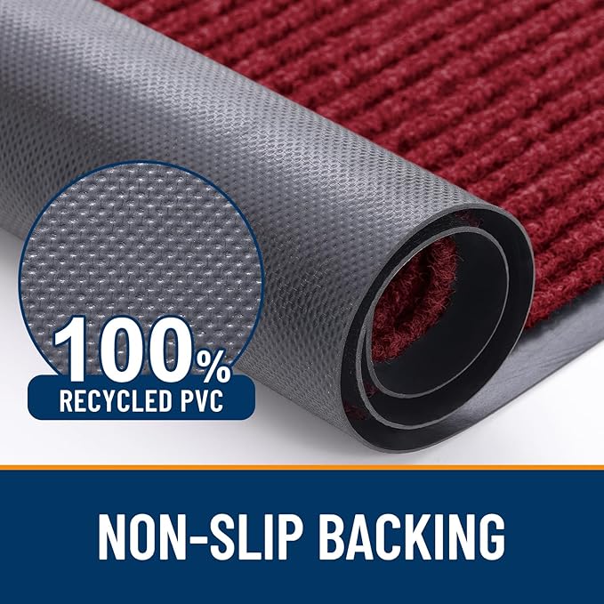 OLANLY Front Door Mat Indoor Outdoor Entrance, Waterproof Heavy Duty Doormat, Fade Resistant, Low Profile, Easy Clean Patio Porch Welcome Floor Mats for Entry, 40x32, Wine Red
