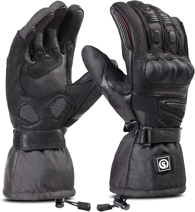 DAY WOLF Heated for Men & Women, Heating Motorcycle Gloves with 7.4V 2200MAH Rechargeable Battery Waterproof Windproof Electric Gloves for Winter Skiing Snowboarding Snowmobile Motorcycling