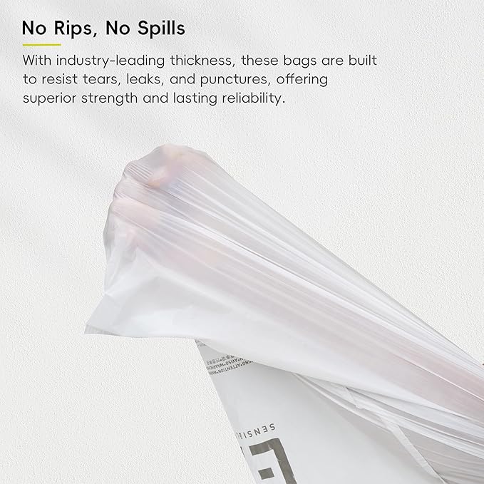 EKO 10.6 Gallon / 35–40 Liter Drawstring Trash Bags, 110 Count Heavy-Duty Tall Kitchen Garbage Can Liners, Extra-Strong Leak-Resistant, Unscented, White, Code M