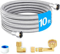 Dishwasher Installation Kit - 10 FT Premium Stainless Steel Braided Dishwasher Hose kit,Food Grade PEX Inner Tube Dishwasher Water Supply Line with 3/8"x3/8"MIP Elbow,3/8"x 3/4" FHT Elbow