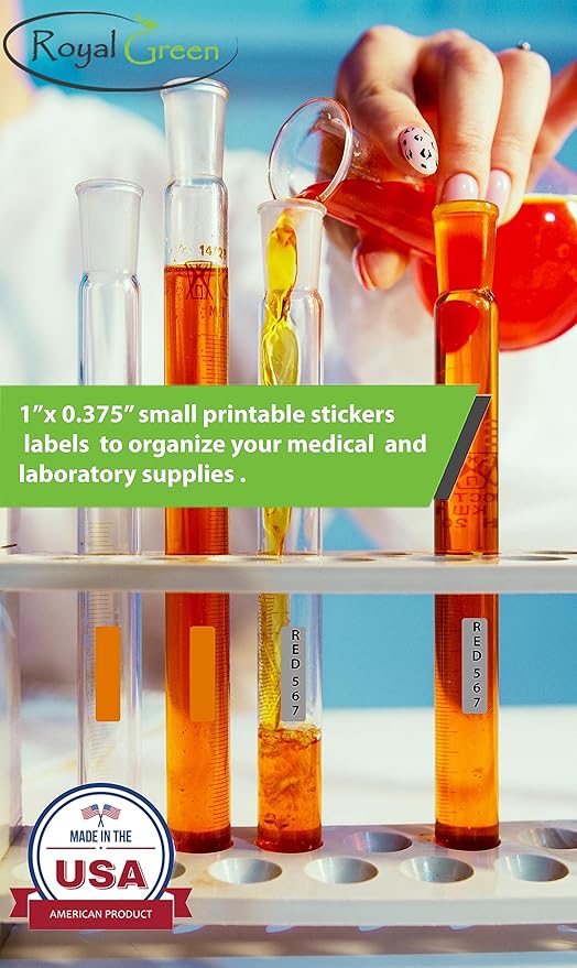 Labels Printable Sticker Paper Sheets for Printers in Neon Orange - 1078 Pack, Small Printing Labels 1 inch x 0.375 inch for Laser Printers with Template Included, 7 Full Sheets