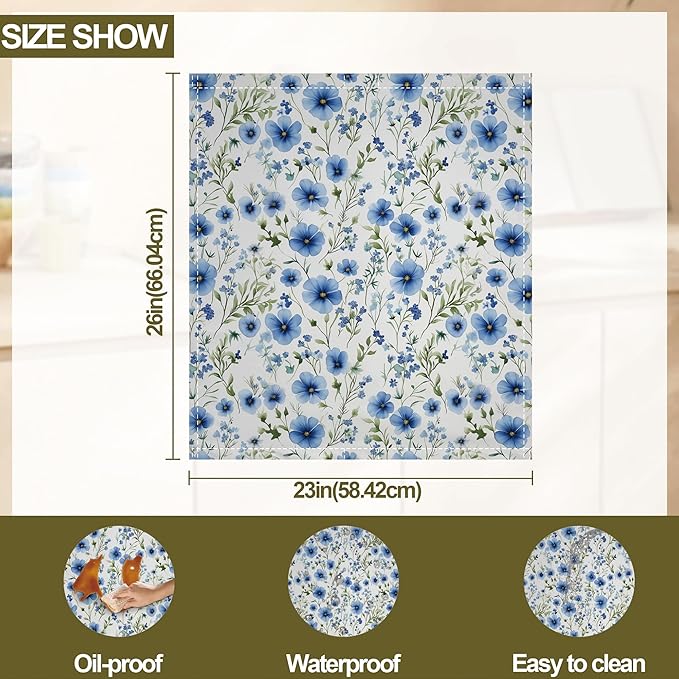 Blue Floral Magnetic Dishwasher Cover,Cornflower Dishwasher Covers for The Front Magnetic Dishwasher Panel Decal Cover for Kitchen 23x26inch