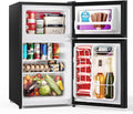Double Door Refrigerator with Freezer, 3.55 Cu.Ft, Small Fridge with Freezer, 7 Settings Temperature Adjustable, Mini Refrigerator for Office and Apartment Bedroom Dorm(3.55 Cu.Ft, Black)