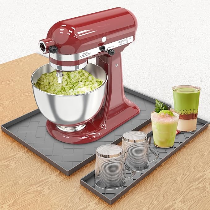 Silicone Mat For Stand Mixer&Blender- Removable 18"*15"*0.5" Countertop Protector Mat, Concave Convex Design, Slip-resistant, shock-absorbing, leak-proof-Stand Mixer Accessories (Gray)