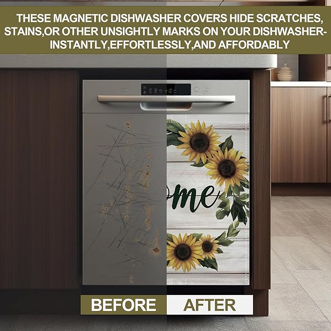 Beautiful Country Home Sign Dishwasher Magnet Cover,Kitchen Decor Waterproof Refrigerator Magnet Appliance Cover Protector,23Wx26H Inches