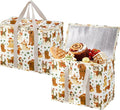 VENO 2 Pack Christmas Cooler Bag Insulated Reusable Grocery Shopping Bag, Food Delivery, Heavy Duty, Large Size, Durable Handles, Double Zippers, Lid, Collapsible (Holiday Pups, 2 Pack)