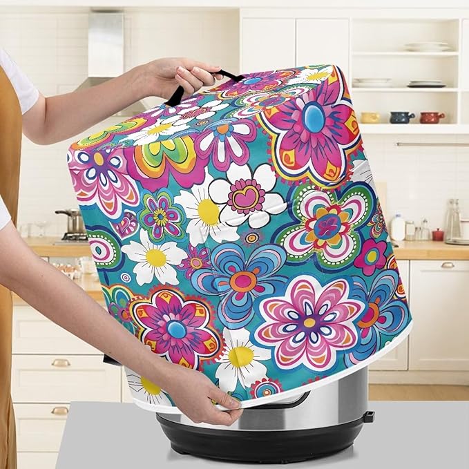 Ethnic Floral Pressure Cooker Cover Instant Pot Accessories Instant Pot Kitchen Appliance Dust Cover with Pockets for Rice Cooker Air Fryer Slow Cooker Dust Covers for Kitchen Size S