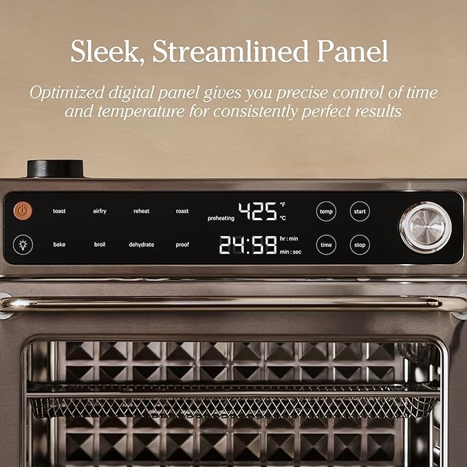 Our Place Wonder Oven Pro | 8-in-1 Digital Air Fryer & Countertop Oven with Basket, Rack, Pan & Tray | 3-Rack, 32 QT - Air Fry, Toast, Roast, Bake, Reheat, Broil, Proof & Dehydrate | Stainless Steel
