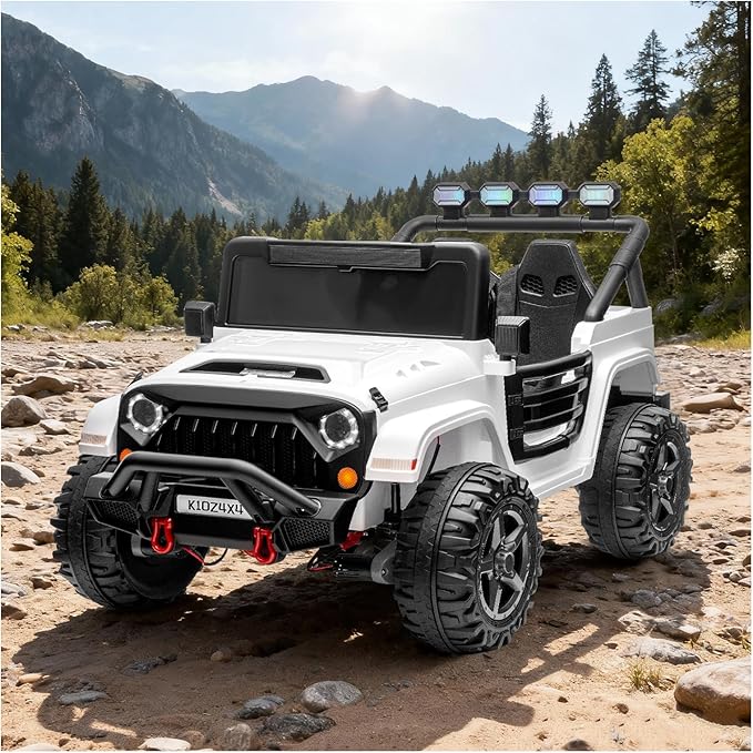 Kids 24v 2-Seater Electric Ride on Car,24v 4x4 Kids Electric Truck with Remote Control,2-Seater Ride-on Car, Spring Suspension & LED Lights for Backyard Exploration