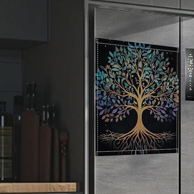 Dishwasher Magnet Cover,Tree of Life Dishwasher Cover Magnetic Home Appliances Refrigerator Decorative 23" x 26"