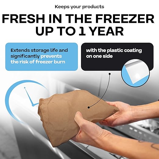 Brown Freezer Paper Roll 36" x 1800" (150 feet) - USA-made Freezer Paper for Meat & Fish - Plastic-Coated Brown Freezer Wrap for Food Freezing by IDL Packaging