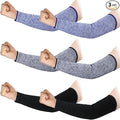 Sintege 3 Pairs Arm Protectors for Thin Skin and Bruising Cut Resistant Forearm Sleeve Level 5 Arm Burn Protection Sleeve (Light Blue, Dark Blue, Black,15.8 Inch)