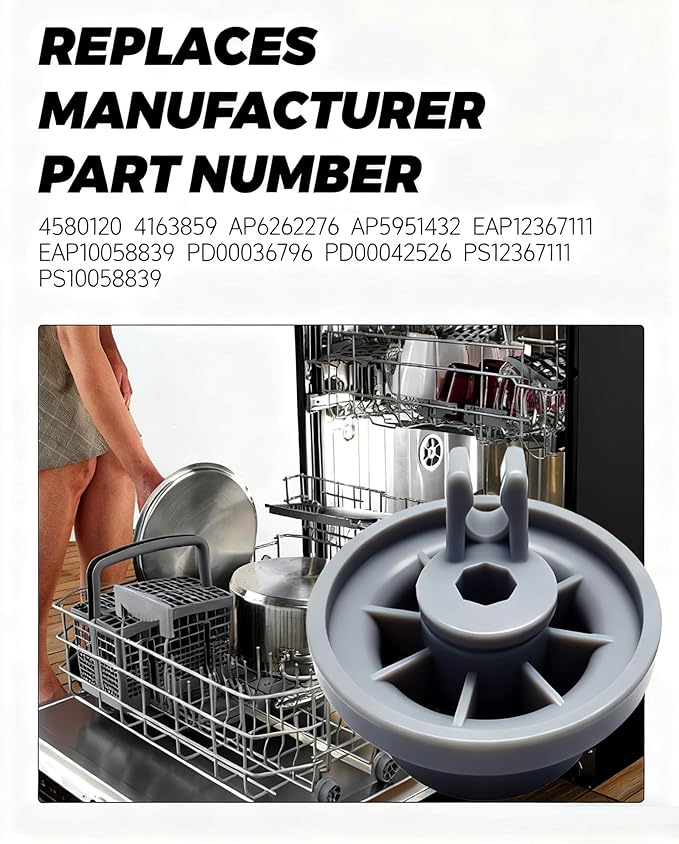 12004485 Dishwasher Dishrack Roller Wheel,Kit Replaces AP4512761 1998570 617087 AH3478333 EA3478333 PS3478333 00617087 PS8728047,for Bosch Kenmore, Dishwasher Lower Rack Wheel 10 pack