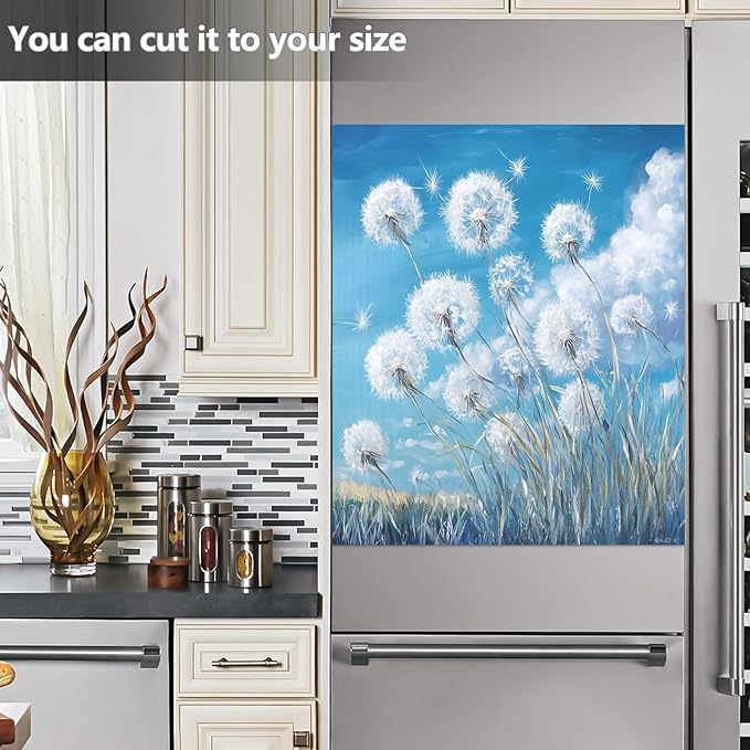 Dishwasher Magnet Cover, Dandelion Magnet Sticker Fridge Panel Decal for Home Kitchen Decor, 23x26in