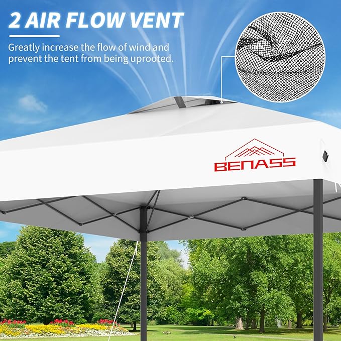 10x10 Pop Up Canopy, Easy Up Canopy Tent, Heavy Duty Tents for Parties, One Person Set Up Event Tent, White