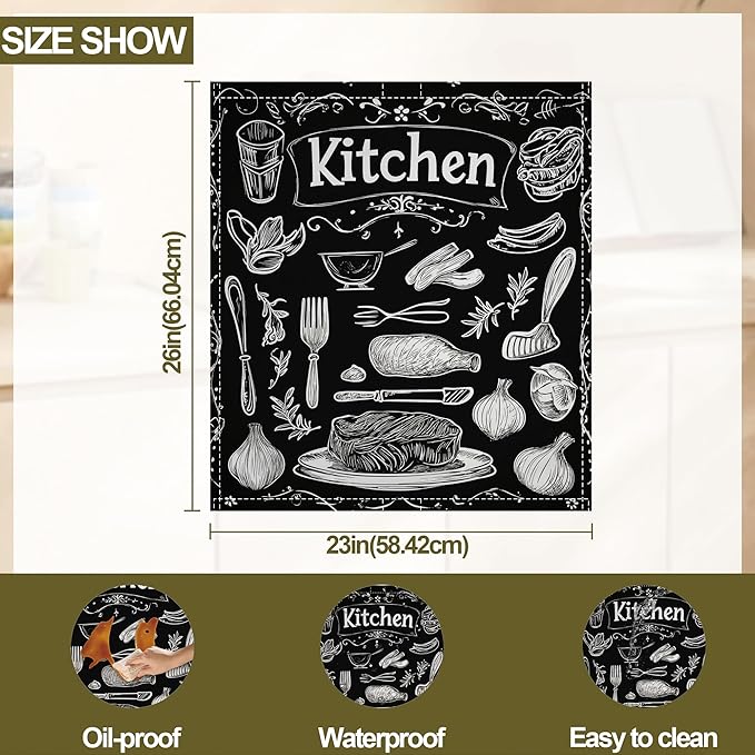Funny Kitchen Dishwasher Magnet Cover,Black Kitchen Decor Waterproof Refrigerator Magnet Appliance Cover Protector,23Wx26H Inches