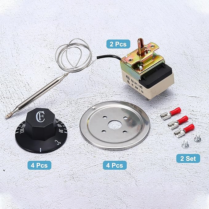 MECCANIXITY 2pcs Oven Temperature Control Switch 250V, 16A 30-110°C Capillary Thermostat NO/NC Temperature Control Switch for Ovens Fryers Refrigerator Heaters