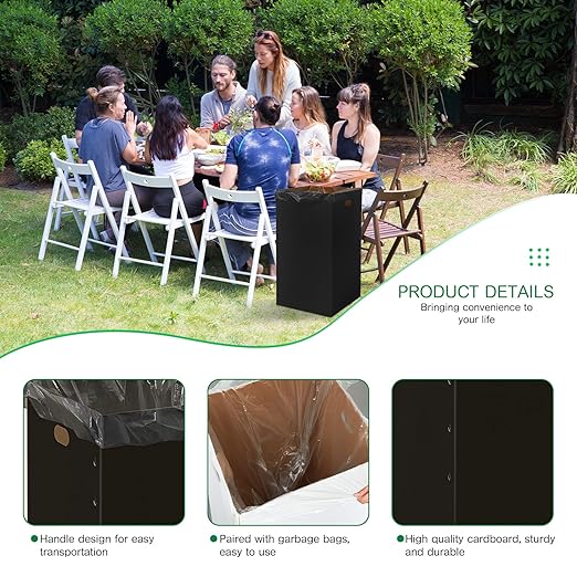 Nosiny 20 Pcs 30 Gallon Disposable and Reusable Corrugated Cardboard Trash Cans for Events, Recycling Bins Bulk with Trash Bags, Cardboard Garbage Boxes for Parties 16 x 16 x 30 (Black)