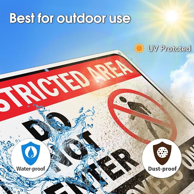 GicnKeuz Large Restricted Area Sign, 14x10 Inches Do Not Enter - Employees Only Signs, Rust Free.40 Reflective Aluminum, Fade Resistant/Waterproof, 6 Pre-drilled Holes (1 Pack)