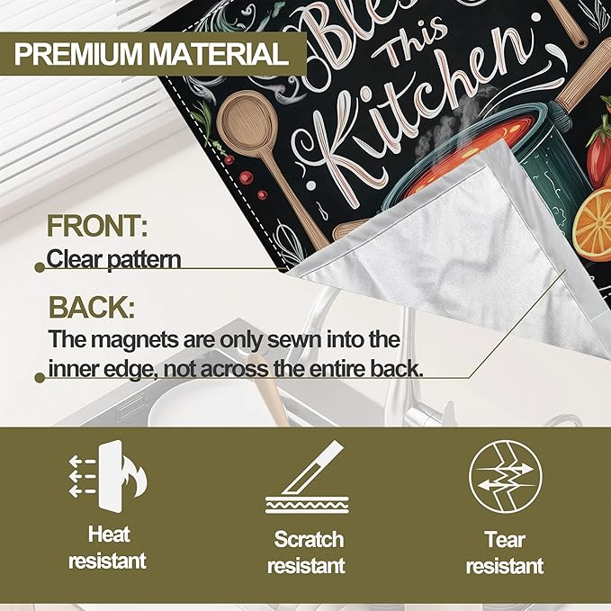Magnetic Dishwasher Cover,Bless This Kithcen Reusable Dishwasher Magnetic Cover Decorative Door Covers Panel for Home Kitcen 23" x 26"