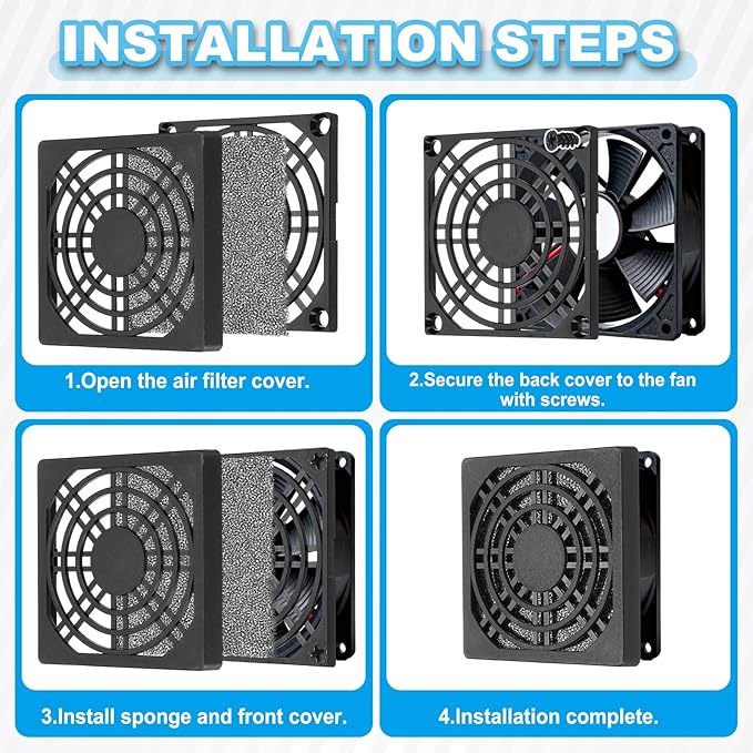 PATIKIL 120mm Fan Filter Grill, 6 Pcs Plastic Ventilation Dustproof Grill Cover Cooling Ventilator with Screws for Industry Workshop Computer Case Refrigerators Air Conditioning, Black