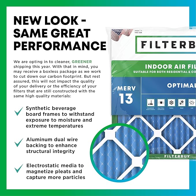 Filterbuy 20x21x5 Air Filter MERV 13 Optimal Smoke & Allergy Defense (2-Pack), Electrostatic Pleated HVAC AC Furnace Filters Replacement for Lennox and Electro-Air (Actual Size: 19.88 x 20.50 x 4.38)