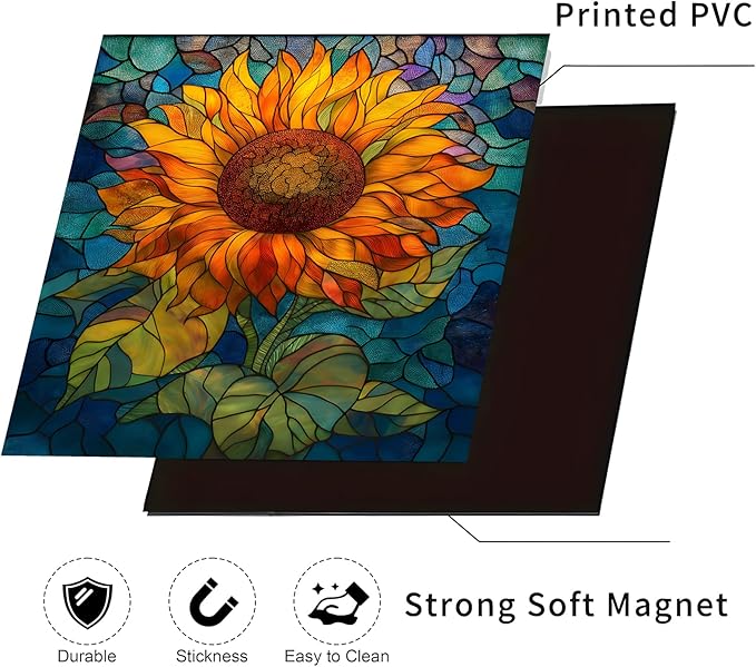 Dishwasher Magnet Cover, Creative Pattern Sticker, Dishwasher Magnetic Decoration, Refrigerator Protection Decoration, Sunflower, Kitchen Art Decoration 23x25.5 inches